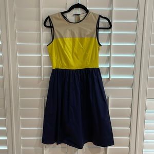 kate spade color block dress in yellow and navy